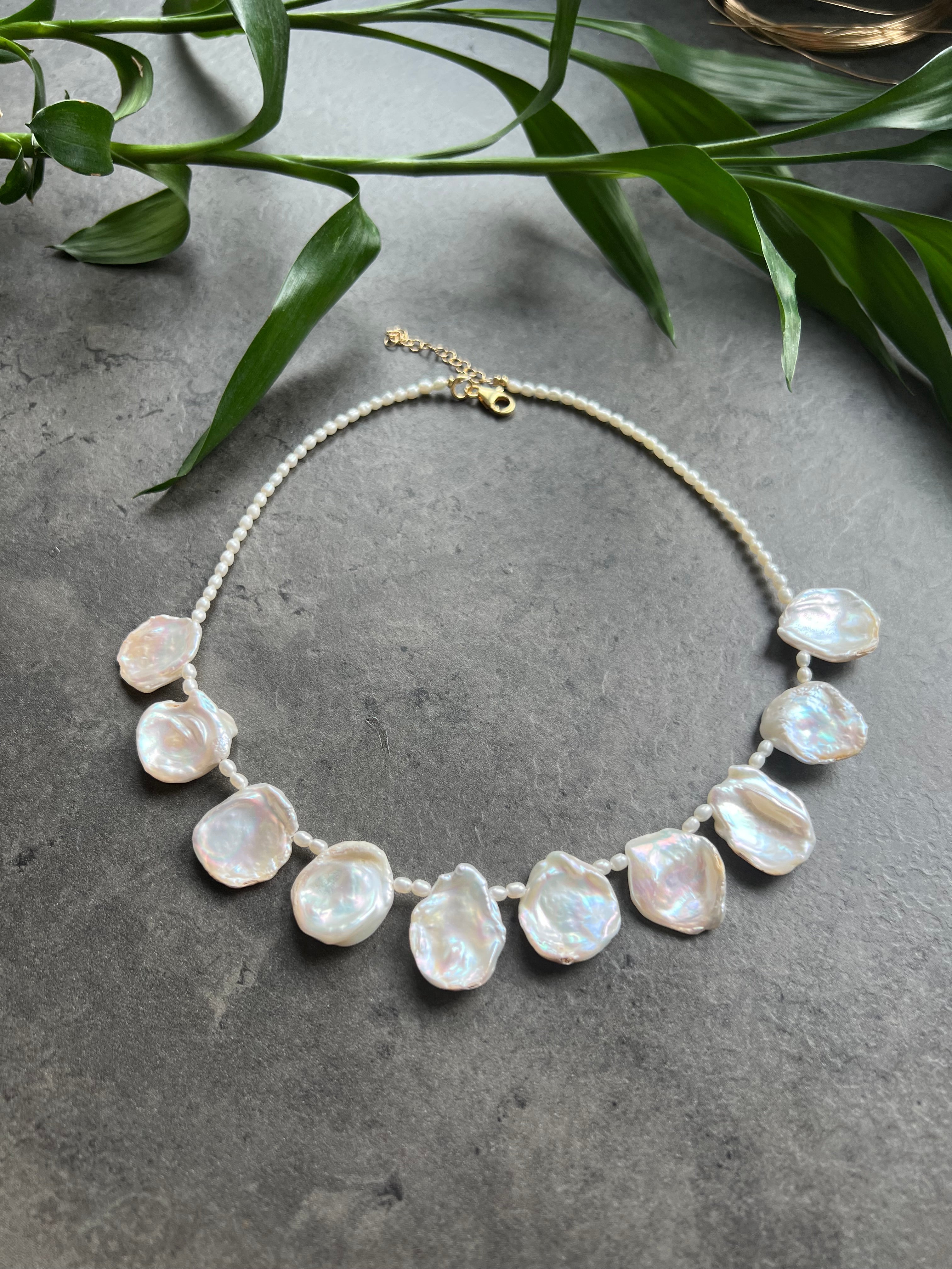 Large Petal Pearl Necklace Teresa Beaded Necklaces
