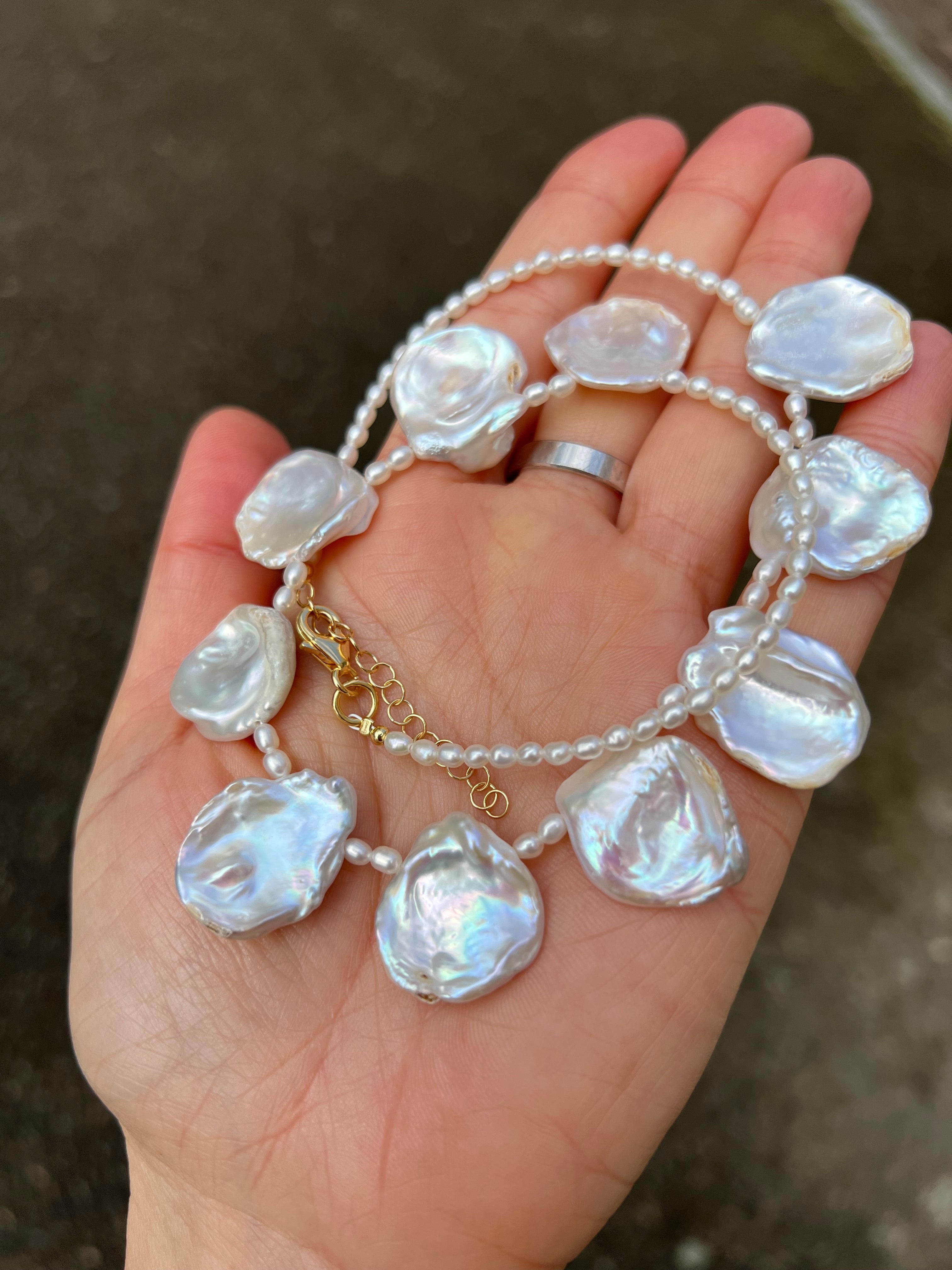 Large Petal Pearl Necklace Teresa Beaded Necklaces