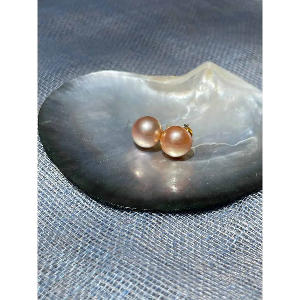 Large round golden Edison pearl studs gold filled pearl