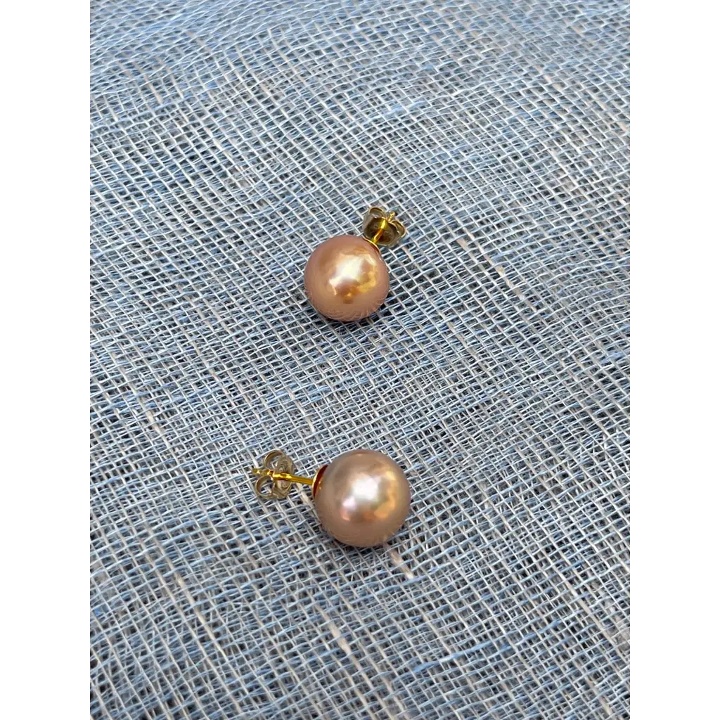Large round golden Edison pearl studs gold filled pearl