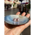 Large round purple Edison pearl studs gold vermeil real