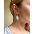 Larimar dangle earrings wire crochet gold filled earrings