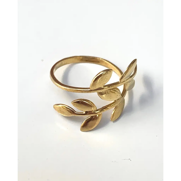 Laurel Leaf adjustable ring gold plated 925 silver