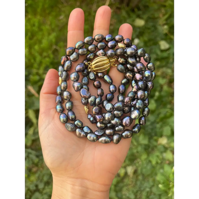 Layered black pearl necklace statement necklace for special