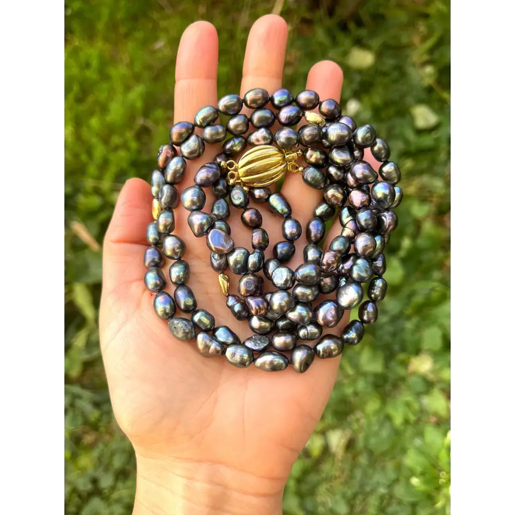 Layered black pearl necklace statement necklace for special