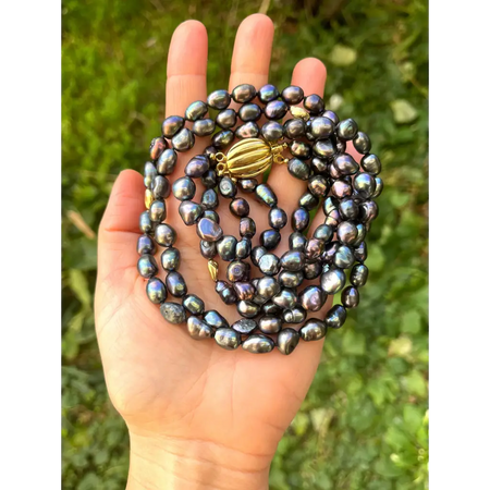 Layered black pearl necklace statement necklace for special