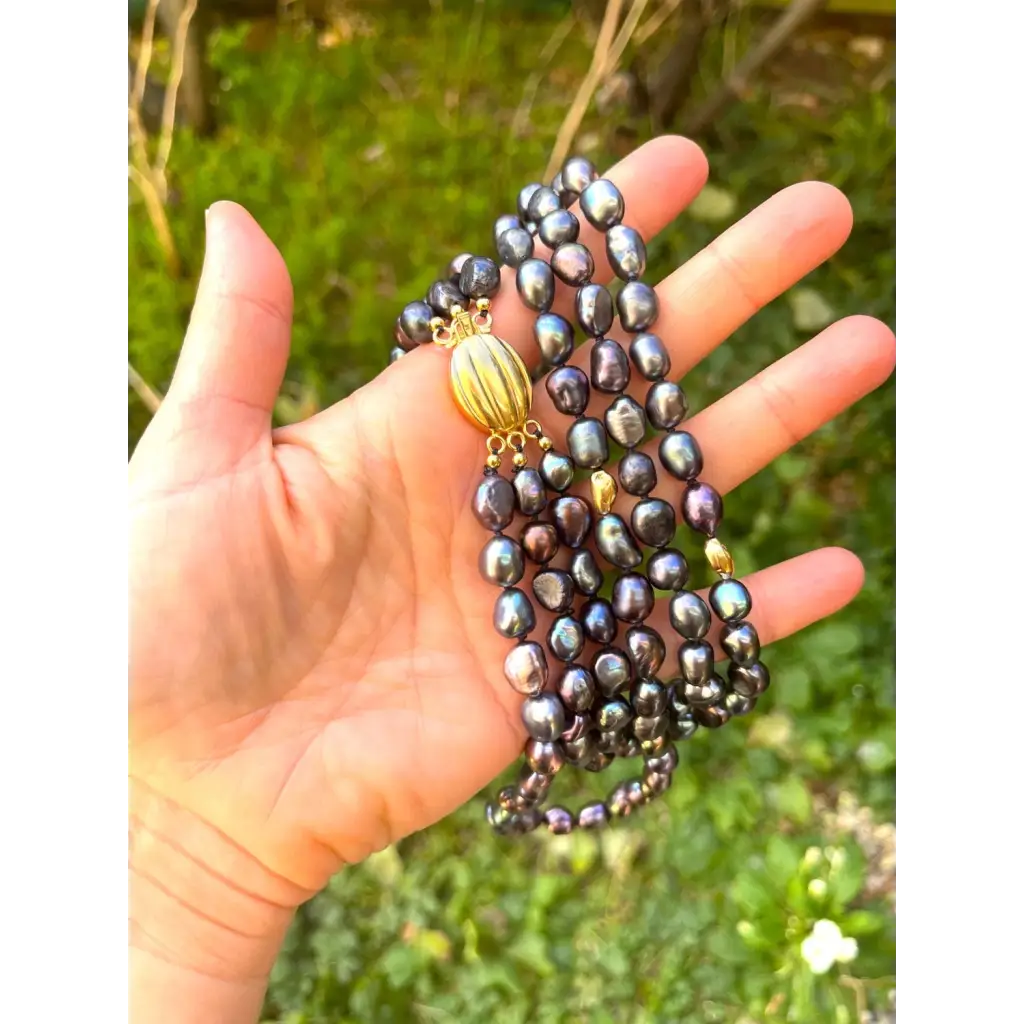 Layered black pearl necklace statement necklace for special