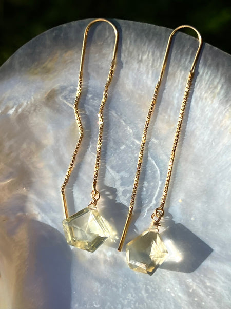 Lemon Quartz Threader Earrings Dangle & Drop Earrings