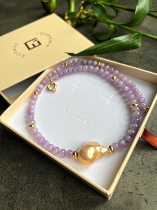 Light Amethyst And Pink Baroque Pearl Necklace El Faro