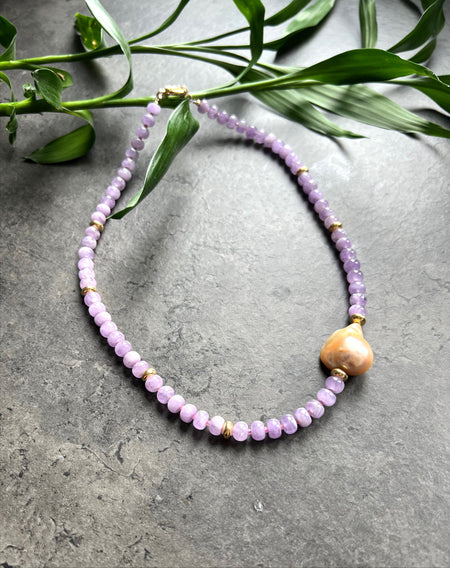 Light Amethyst And Pink Baroque Pearl Necklace El Faro