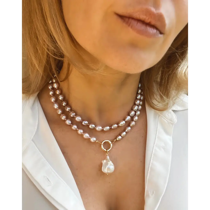 Gemzlane Real Pearls Double Line Necklace | Gemzlane