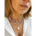 Long layered pearl necklace with baroque pearl pendant