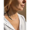 Malachite and pearl beaded necklace fashion asymmetric