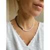 Malachite and pearl beaded necklace fashion asymmetric