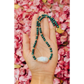 Malachite Baroque pearl and gold filled silver necklace