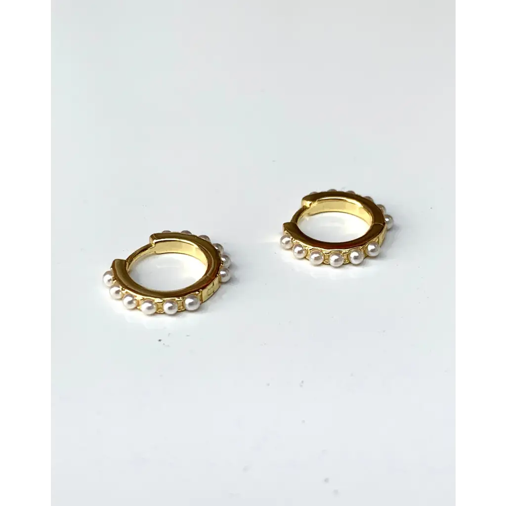 Mini pearls and gold plated 925 silver hoop earrings