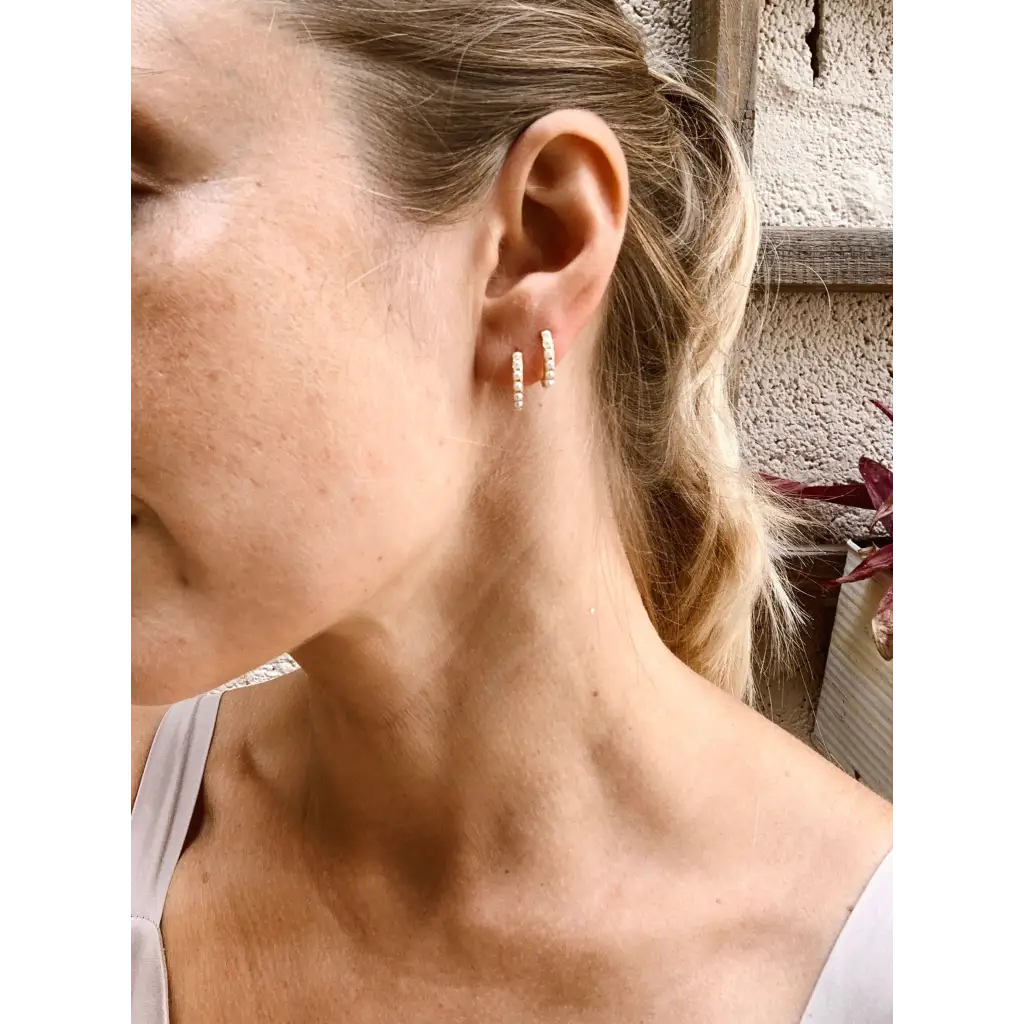 Mini pearls and gold plated 925 silver hoop earrings