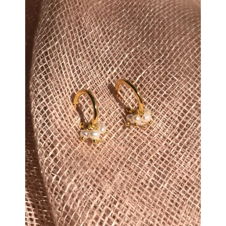 Mini pearls and gold plated silver half hoop earrings