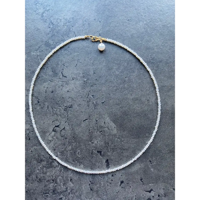 Mini rice pearls necklace minimalist pearl necklace 41 cm