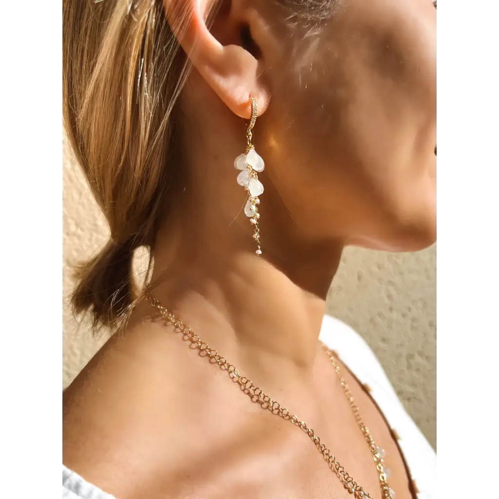 Moonstone earrings Luna rainbow moonstone and pearl bridal