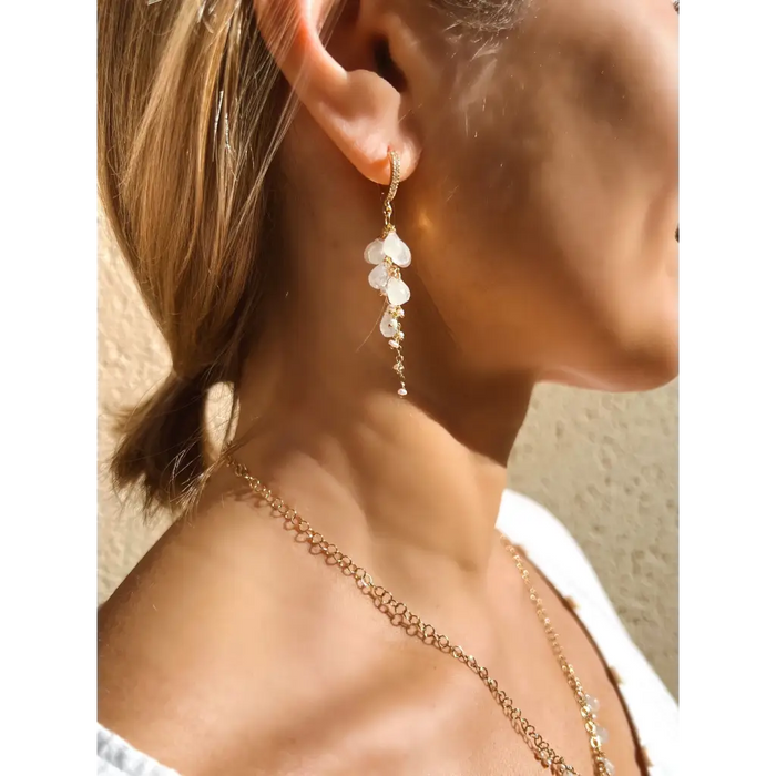 Moonstone earrings Luna rainbow moonstone and pearl bridal