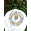 Morganite and aquamarine necklace with gemstones charms
