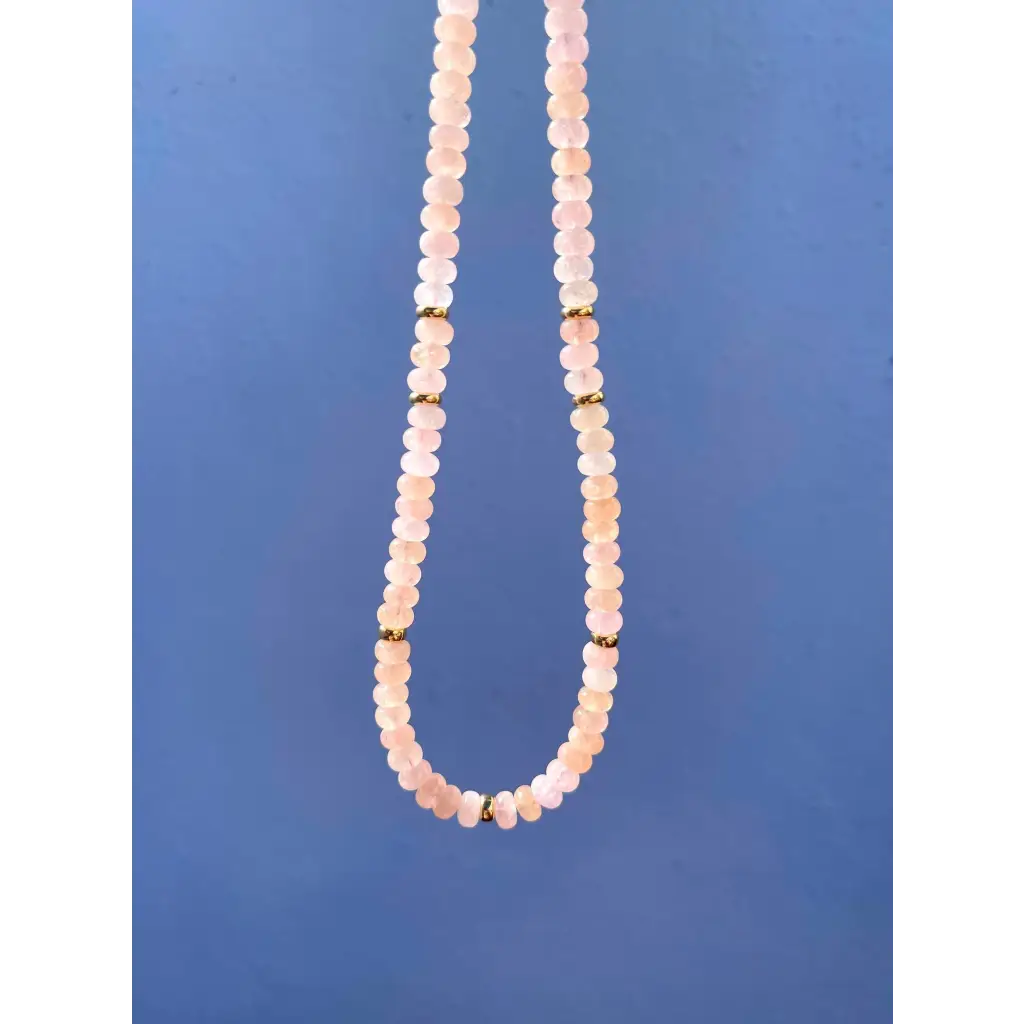 Morganite and gold filled silver beaded necklace classic