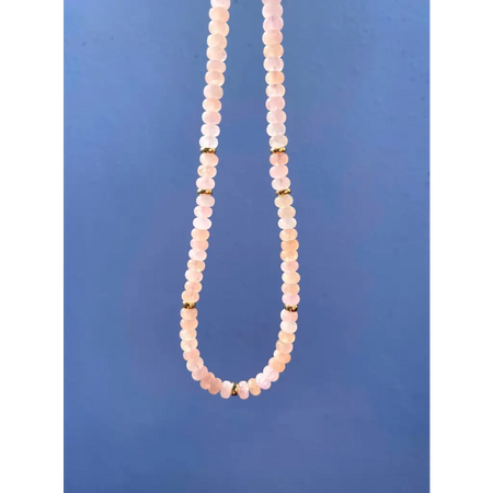 Morganite and gold filled silver beaded necklace classic