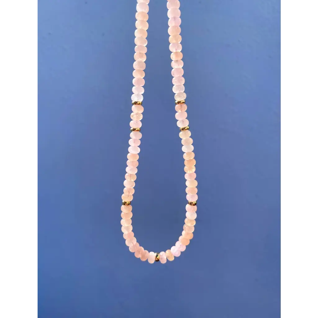 Morganite and gold filled silver beaded necklace classic