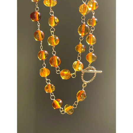 Natural Baltic amber necklace genuine amber wire wrapped