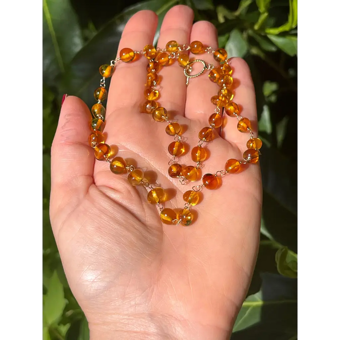 Natural Baltic amber necklace genuine amber wire wrapped