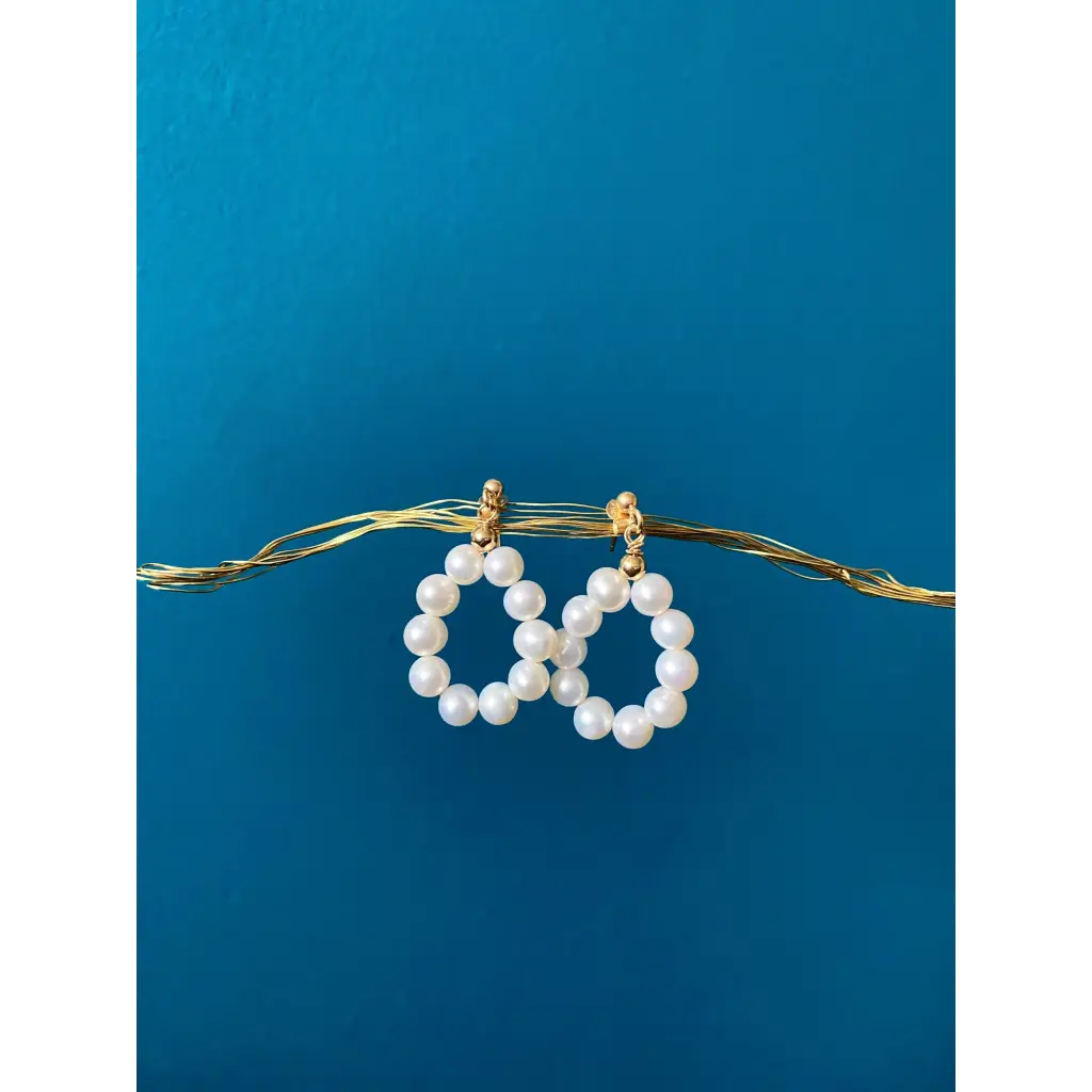Natural fresh water pearl drop earrings gold vermeil studs