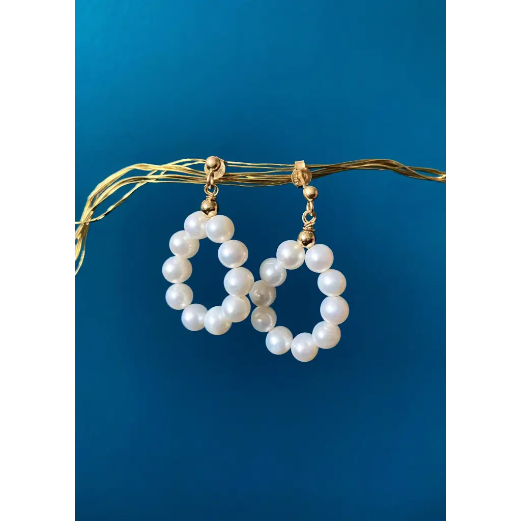 Natural fresh water pearl drop earrings gold vermeil studs