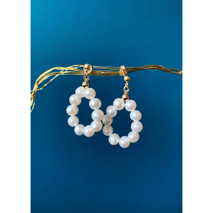 Natural fresh water pearl drop earrings gold vermeil studs