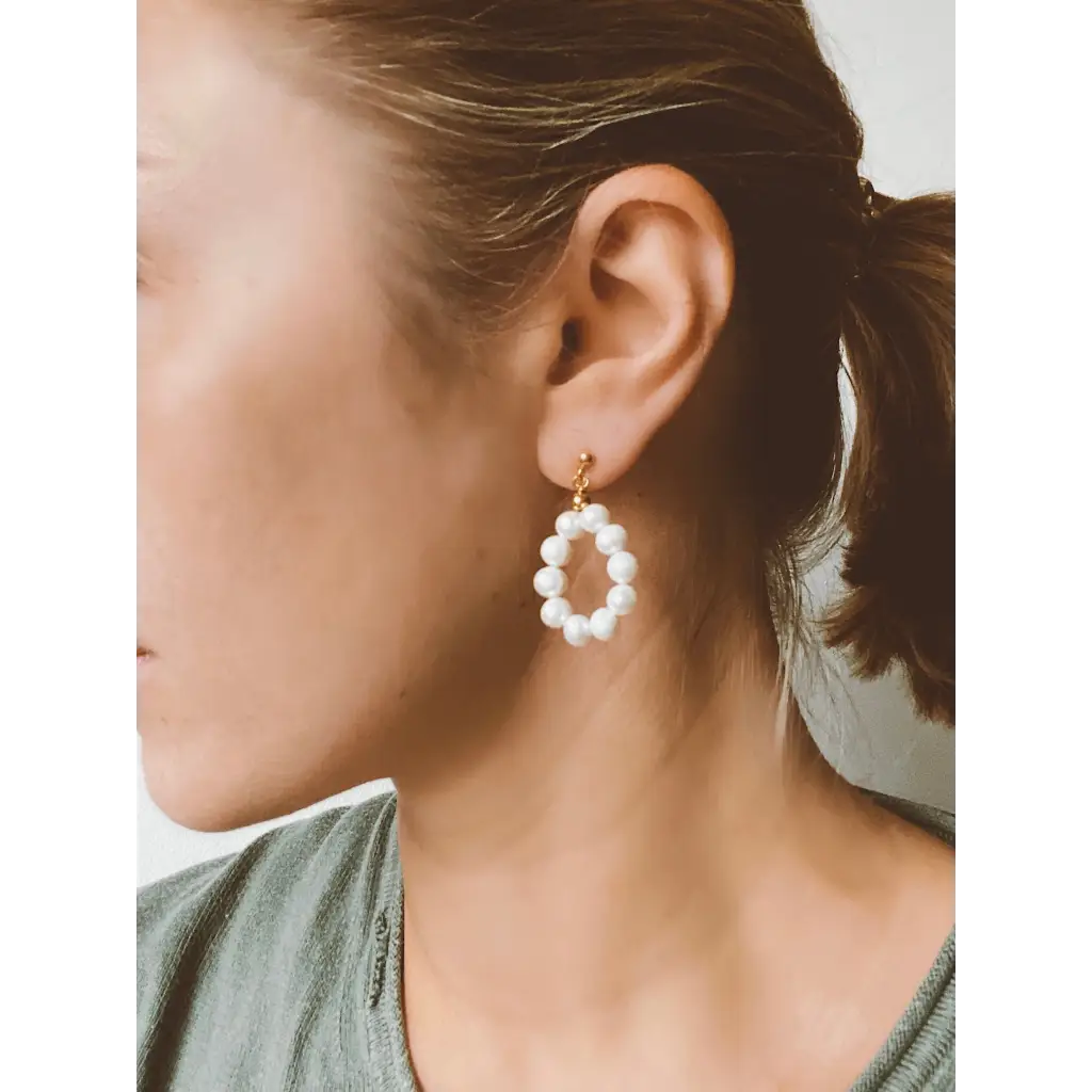 Natural fresh water pearl drop earrings gold vermeil studs
