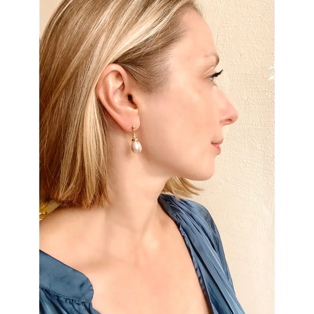 Natural kasumi pearls and gold vermeil stud earrings