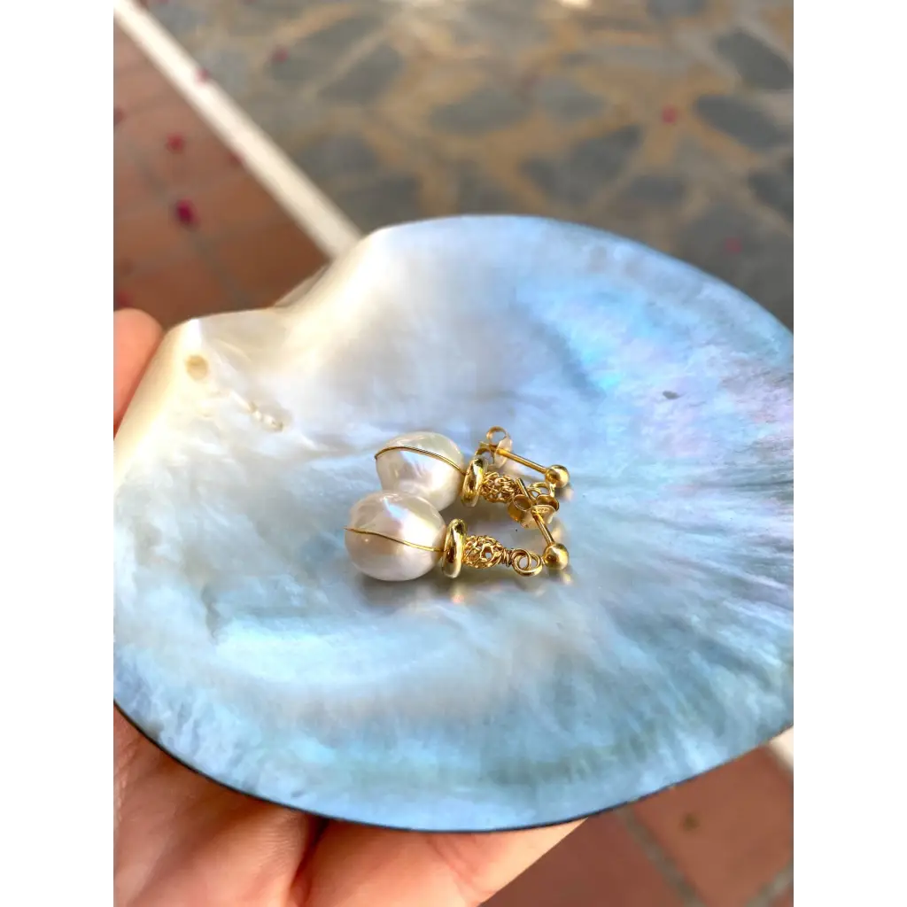 Natural kasumi pearls and gold vermeil stud earrings