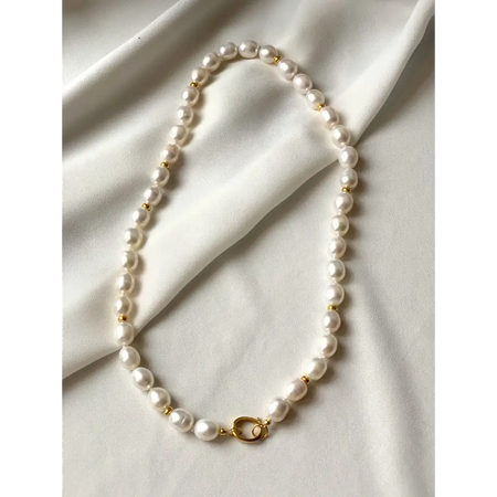 Natural white fresh water pearls necklace with gold filled