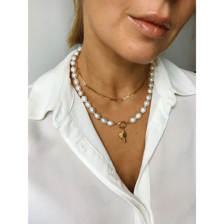 Natural white fresh water pearls necklace with gold filled