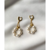 Natural white pearls hoop earrings chain earrings gold