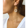 Natural white pearls hoop earrings chain earrings gold
