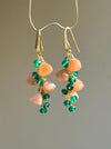 Peach Moonstone And Green Agate Earrings Dangle & Drop