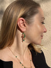 Peach Moonstone And Green Agate Earrings Dangle & Drop