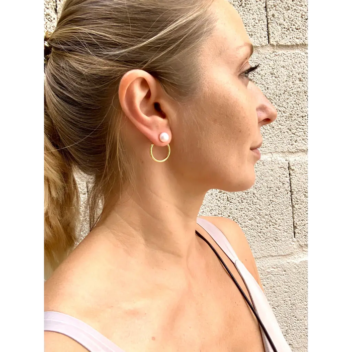 Gold hoop earrings with stud deals back