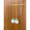 Pearl and emerald long drop earrings