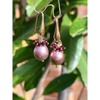 Pearl and garnet drop earrings Tierra gemstone cluster