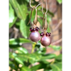 Pearl and garnet drop earrings Tierra gemstone cluster