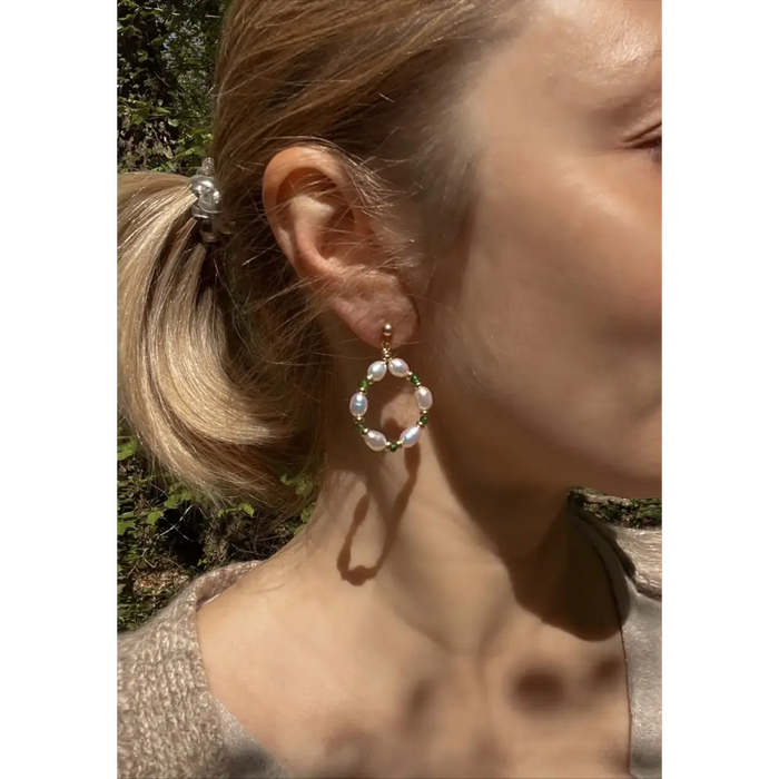 Pearl and tsavorite hoop earrings pearl hoops tsavorite