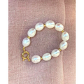 Pearl bracelet with marine clasp chunky pearl bracelet gold