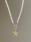Pearl necklace with golden starfish pendant Beaded Necklaces